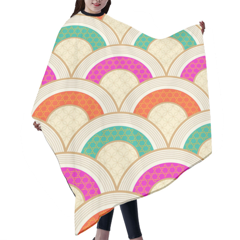 Personality  Seamless Japanese Traditional Wave Fabric Pattern Hair Cutting Cape