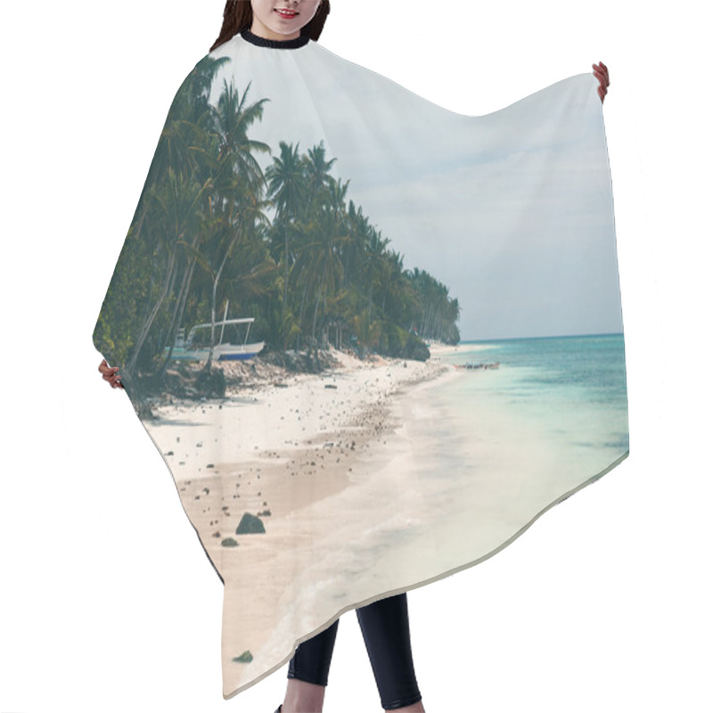 Personality  Beautiful Coastline, Turquoise View Of The Sea With Palm Trees, Hair Cutting Cape