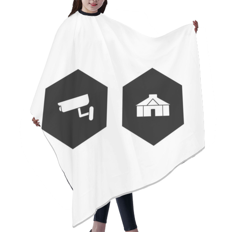 Personality  Set Of 2 Real Estate Icons On White Background Vector Isolated Elements... Hair Cutting Cape