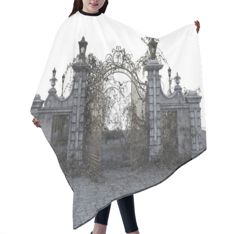 Personality  3D Illustration Of Stone Iron Gate Hair Cutting Cape