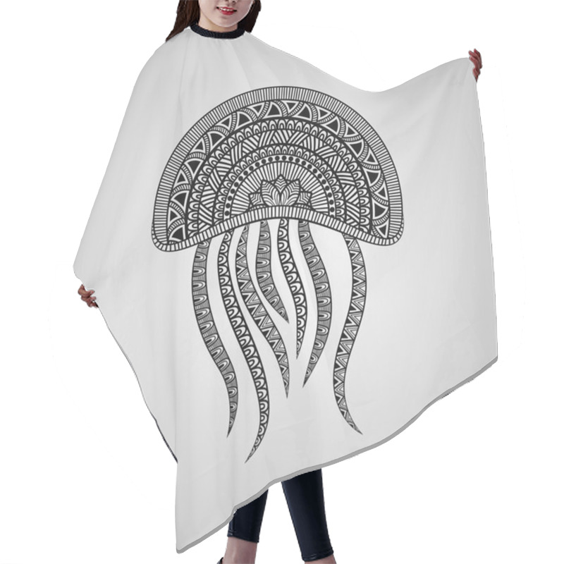 Personality  Jellyfish In  Tattoo Style Hair Cutting Cape