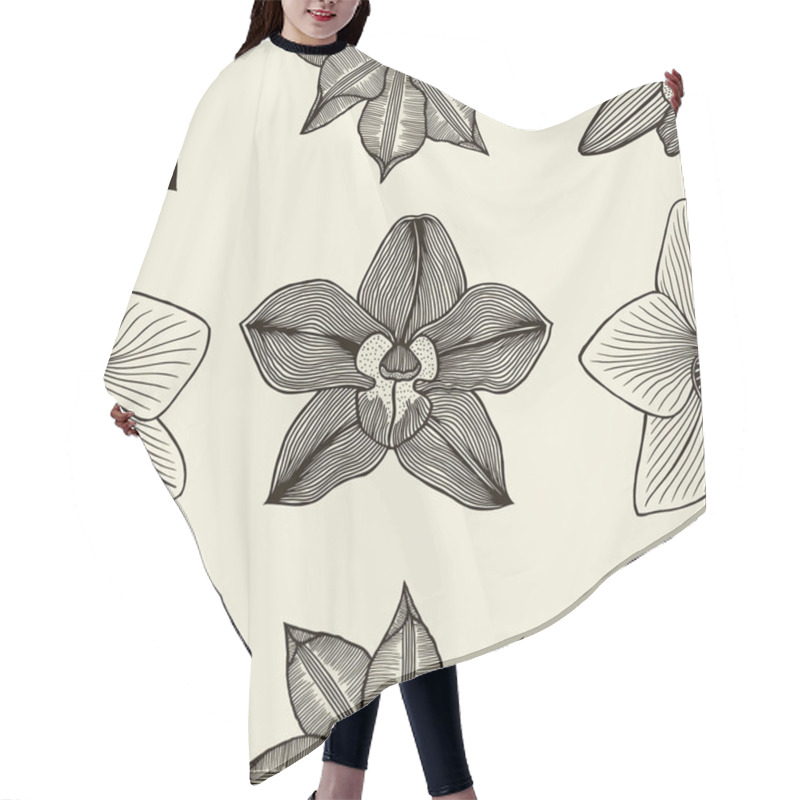 Personality  Doodle Flowers Seamless Pattern Hair Cutting Cape