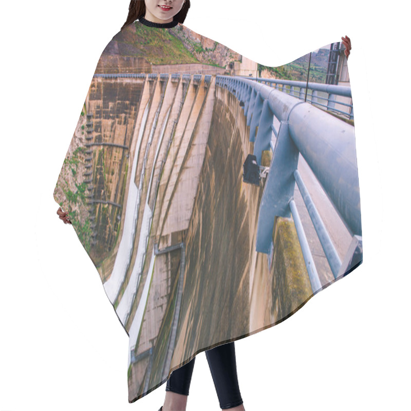 Personality  Wide View Of A Large Dam In Italy. Hair Cutting Cape