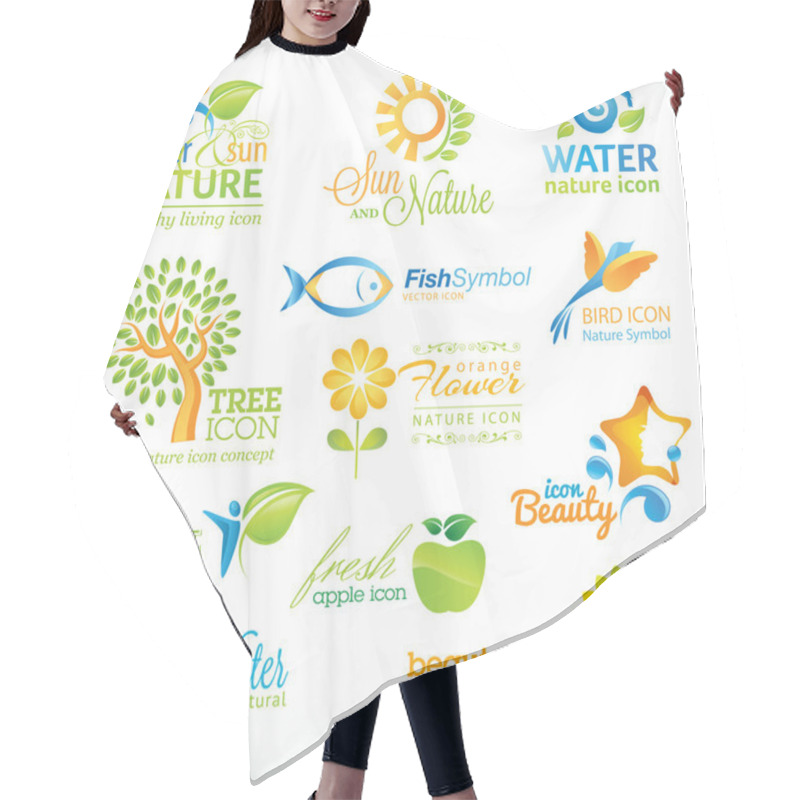 Personality  Set Of Nature Icons Hair Cutting Cape