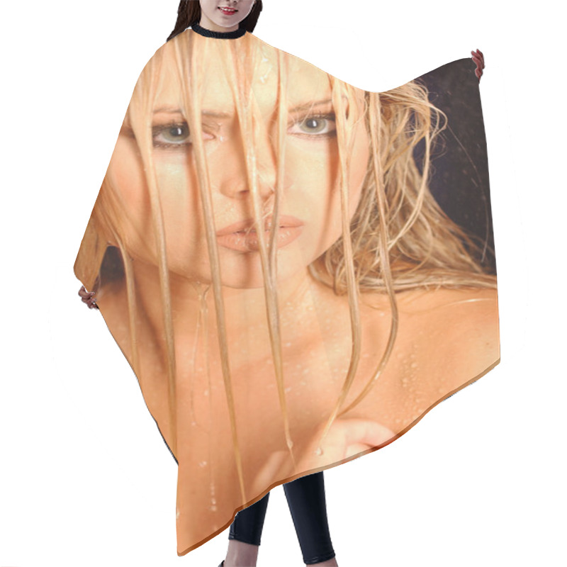 Personality  Wet Haired Blond - Red Slip - Surlty Blonde Hair Cutting Cape