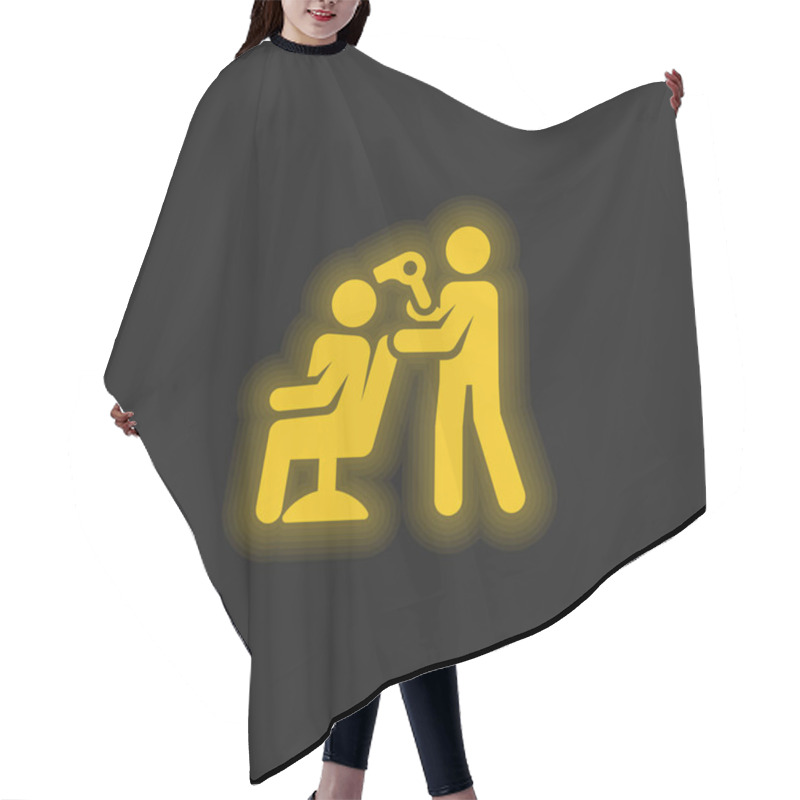 Personality  Barber Yellow Glowing Neon Icon Hair Cutting Cape