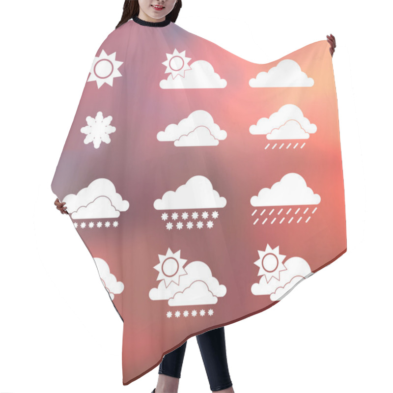 Personality  Weather Icons On Blurred Background Hair Cutting Cape