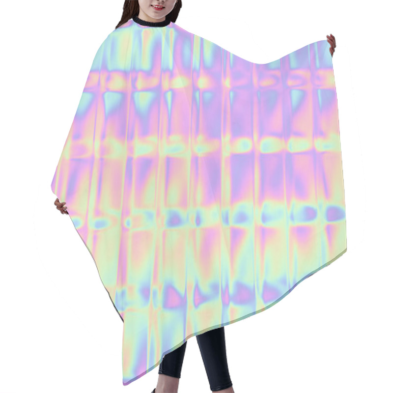 Personality  Seamless Webpunk Aesthetic Y2K Futurism Glass Refraction Square Mosaic Faded Pastel Rainbow Ombre Pattern. Trendy Iridescent Holographic Heatmap Neon Gradient Gingham Checkers Background Texture Hair Cutting Cape