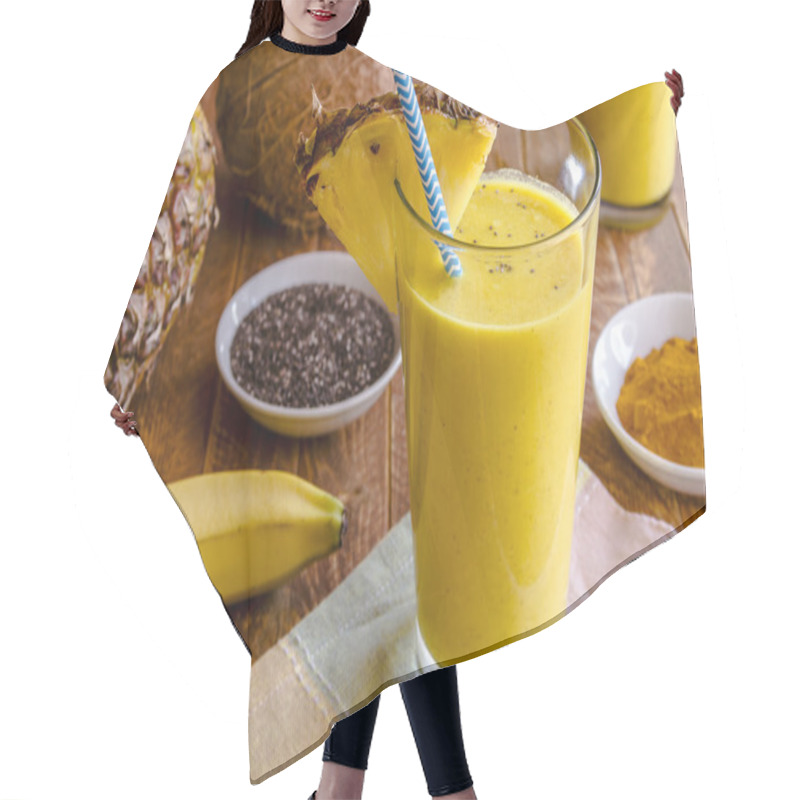 Personality  Pineapple, Banana, Coconut, Turmeric And Chia Seed Smoothies Hair Cutting Cape