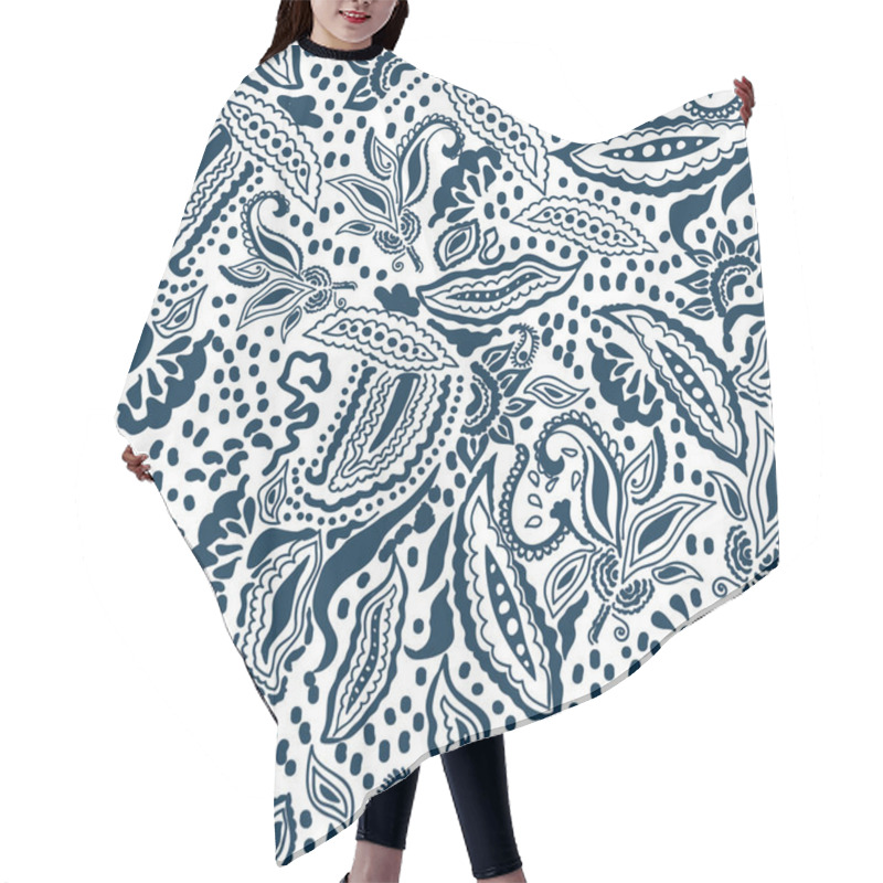 Personality  Blue And White Print. Hair Cutting Cape