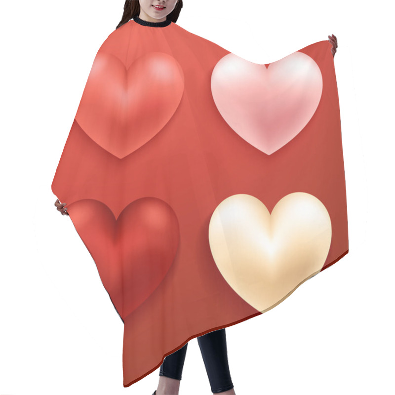 Personality  Happy Valentines Day Elements : Realistic Valentine Hearts On Background : Vector Illustration Hair Cutting Cape