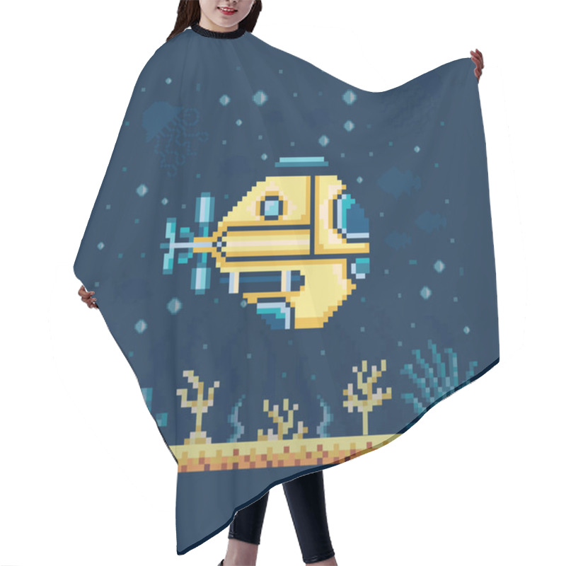 Personality  Pixel Art Bathyscaphe On Seabed Landscape Hair Cutting Cape