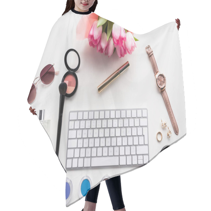 Personality  Computer Keyboard, Cosmetics And Accessories Hair Cutting Cape