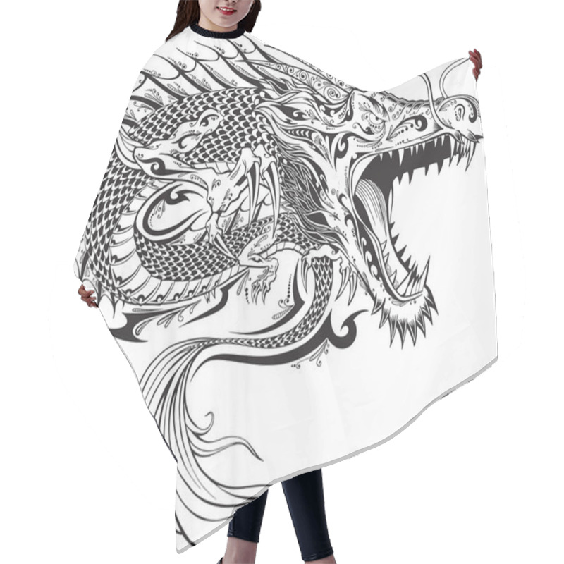 Personality  Dragon Doodle Sketch Tattoo Vector Hair Cutting Cape