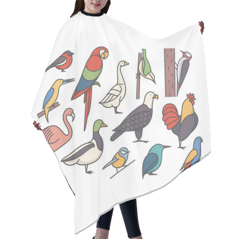 Personality  Icon Set Of Birds Hair Cutting Cape