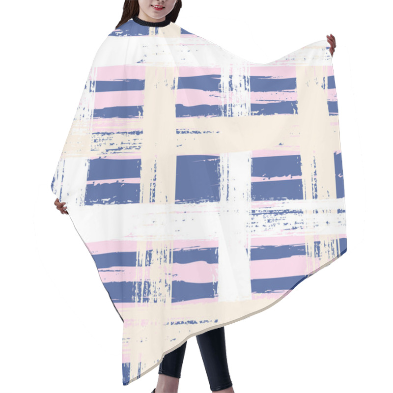 Personality  Plaid Pattern With Wide Brushstrokes Hair Cutting Cape