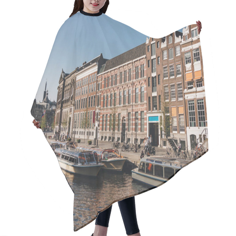 Personality  20 MAY 2018 - AMSTERDAM, NETHERLANDS: Beautiful Ships On Canal At Amsterdam, Netherlands Hair Cutting Cape