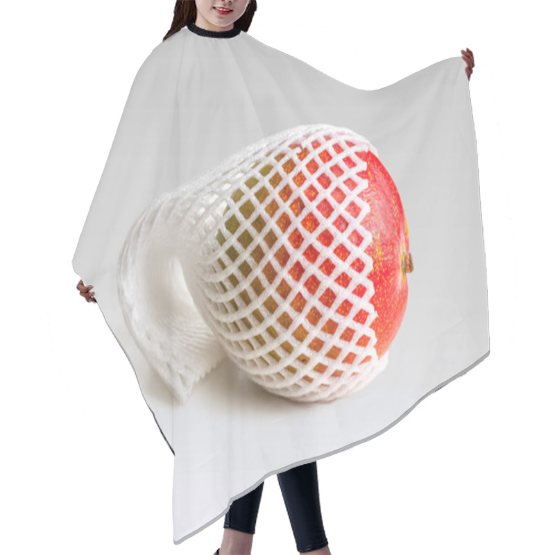 Personality  Mango Fruit In A Mesh Protective Sleeve Made Of White Food Foam For Fruit, On A Light Background Hair Cutting Cape