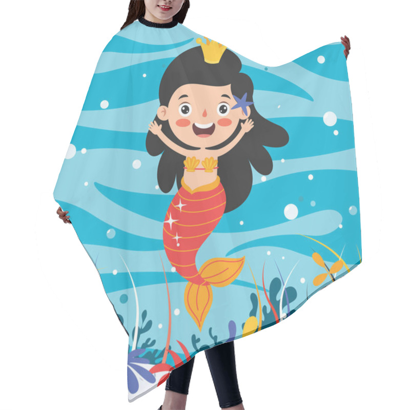 Personality  Cute Beautiful Mermaid Posing Hair Cutting Cape