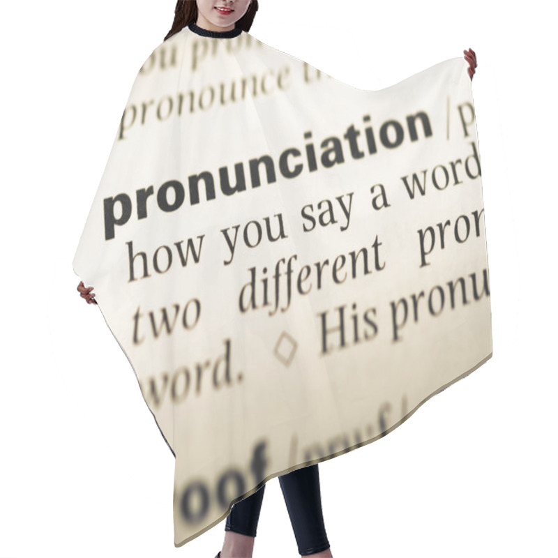 Personality  Close Up Of Old English Dictionary Page With Word Pronunciation Hair Cutting Cape