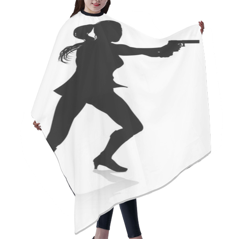 Personality  Silhouette Woman In An Action Movie Film Shoot Out Pose Hair Cutting Cape