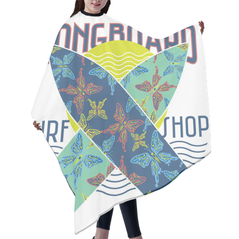 Personality  Surfboards With Tropical Design Retro Poster Hair Cutting Cape