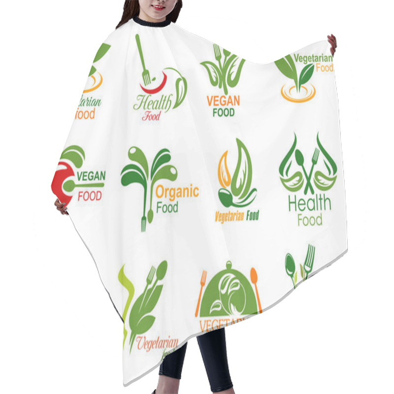 Personality  Vegetarian Restaurant And Organic Food Icons Hair Cutting Cape