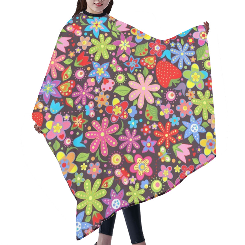 Personality  Spring Wallpaper With Flowers And Strawberry Hair Cutting Cape