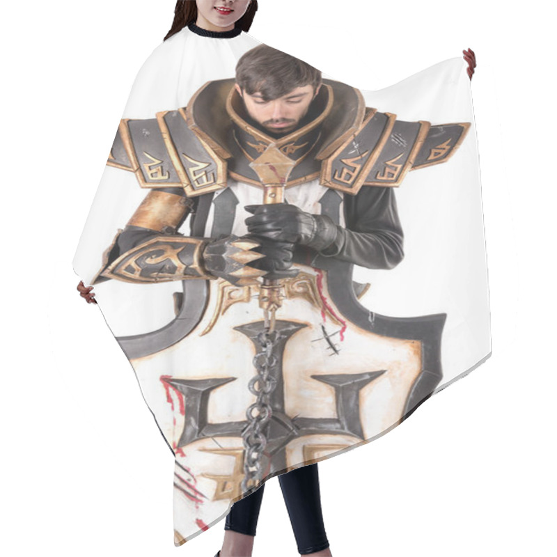 Personality  Man With Knight Costume Hair Cutting Cape