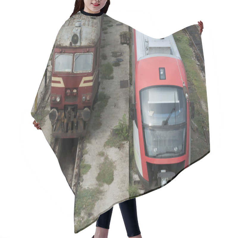 Personality  One New And One Old Train Hair Cutting Cape