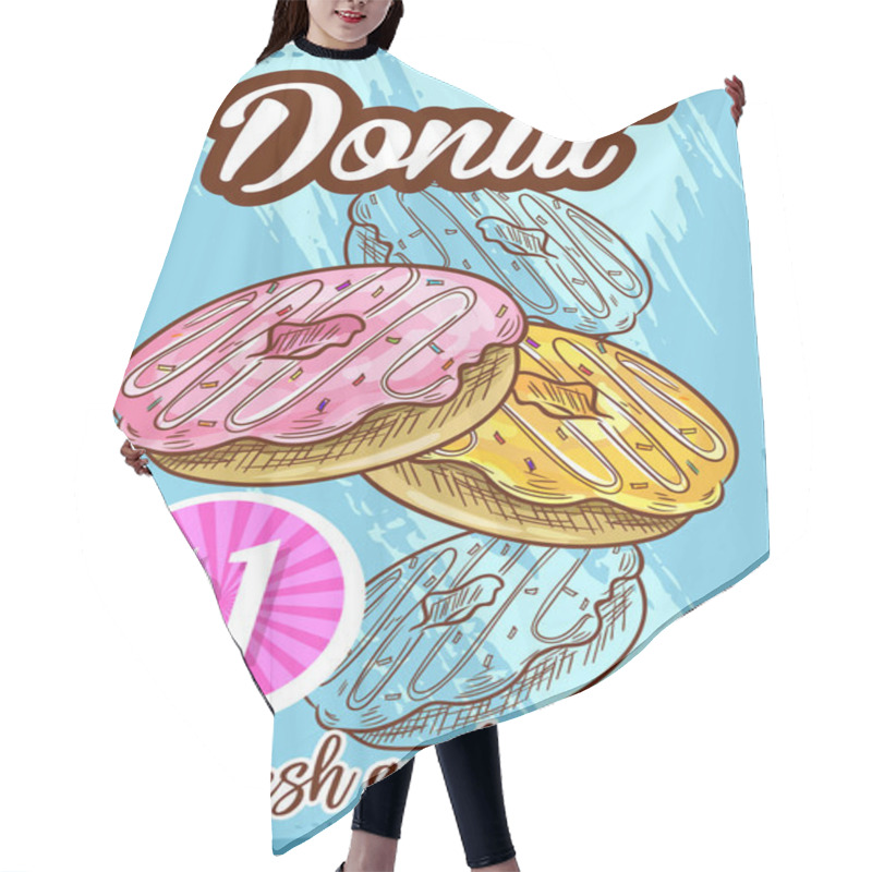 Personality  Vector Menu Sketch Poster For Donut Cake Dessert Hair Cutting Cape