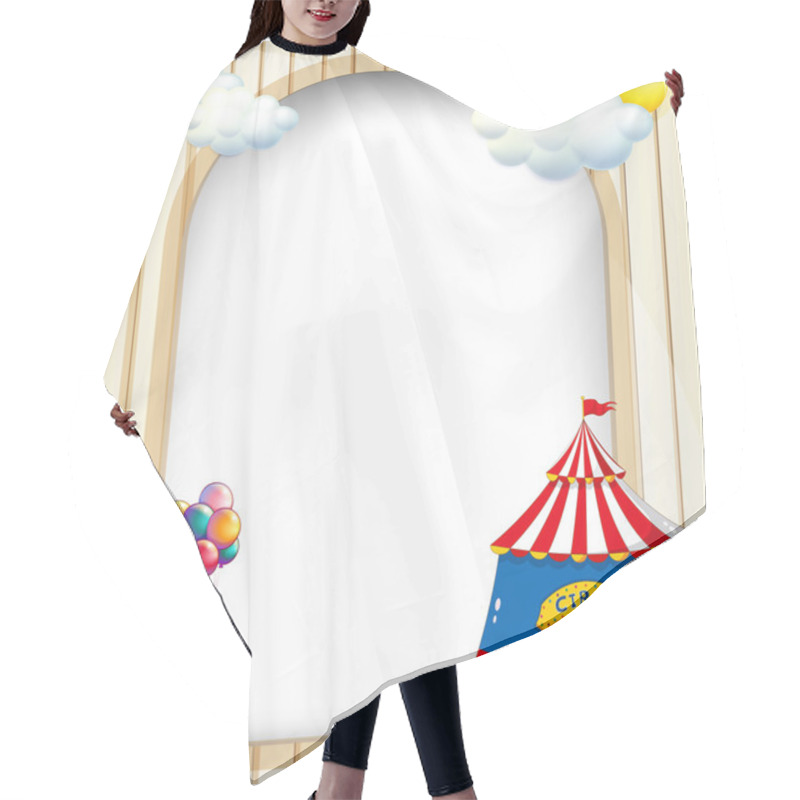 Personality  An Empty Template With A Circus Tent And A Male Clown Hair Cutting Cape