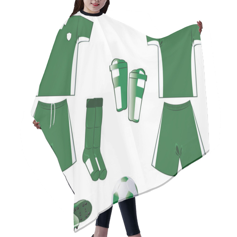 Personality  Green And White Soccer Equipment Hair Cutting Cape