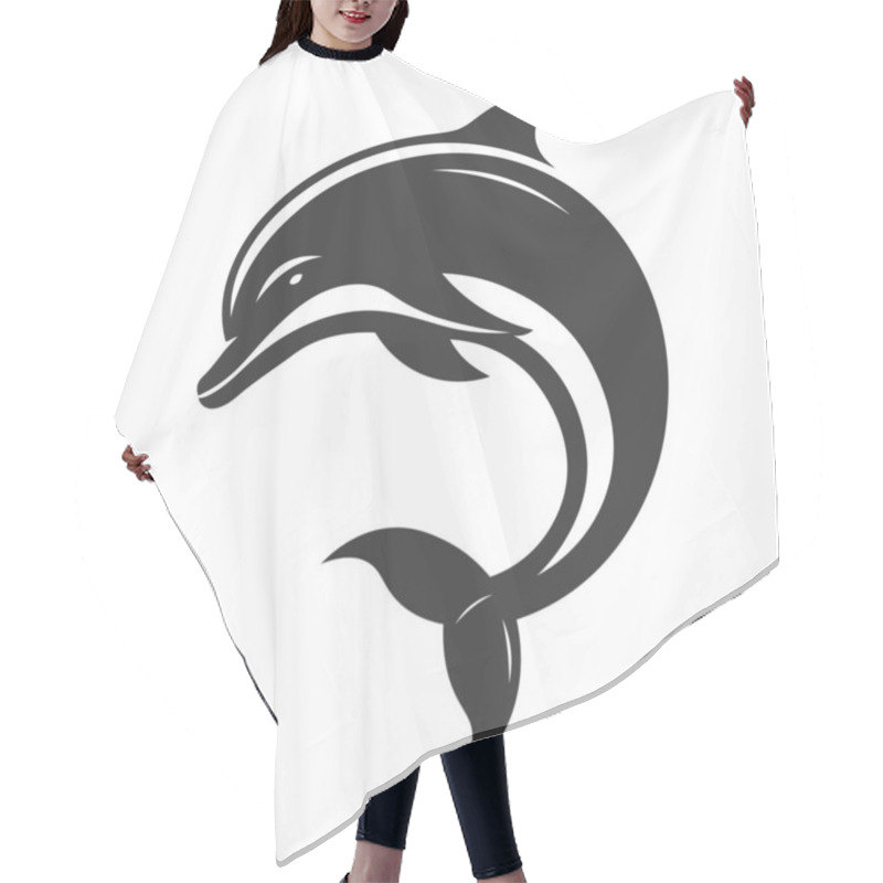 Personality  Graceful Dolphin Silhouette Ideal For Ocean-themed Designs, Beach Art, And Marine Life Projects. Hair Cutting Cape