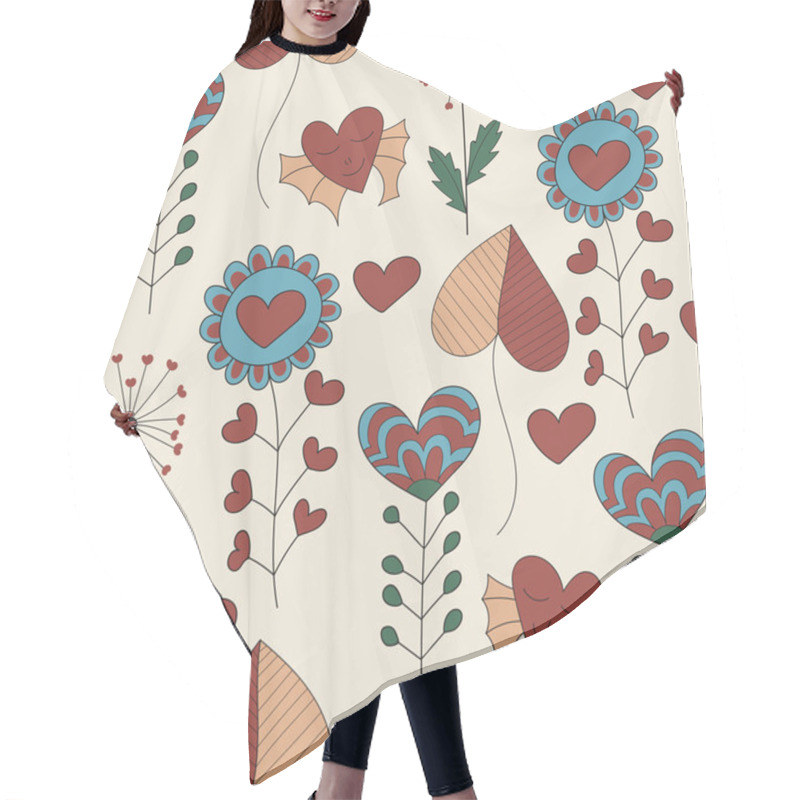 Personality  Valentines Day Set With Plants And Hearts Hair Cutting Cape