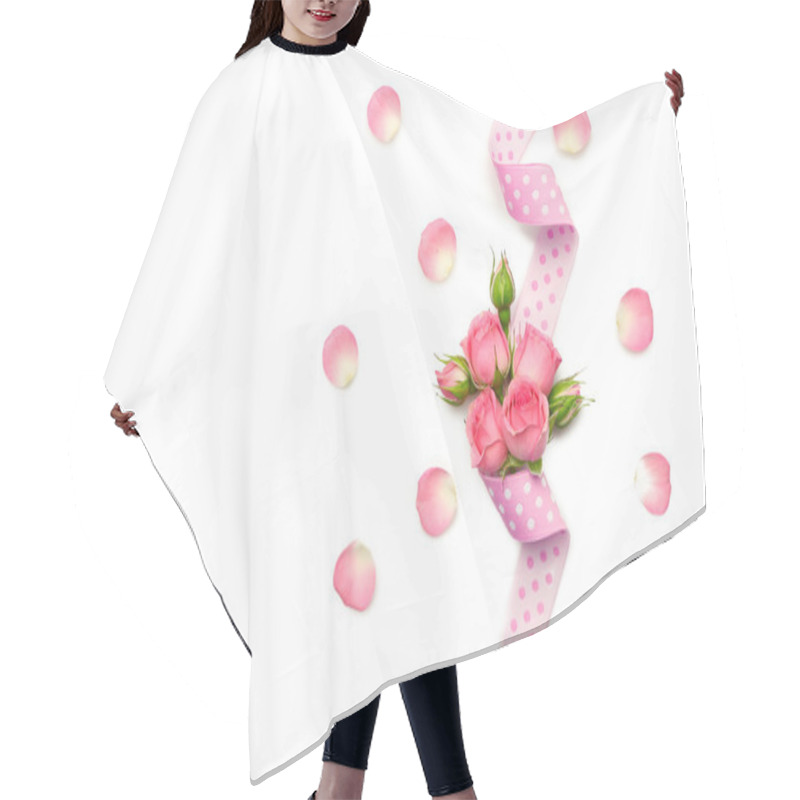 Personality  Pink Ribbon With Flowers.  Hair Cutting Cape