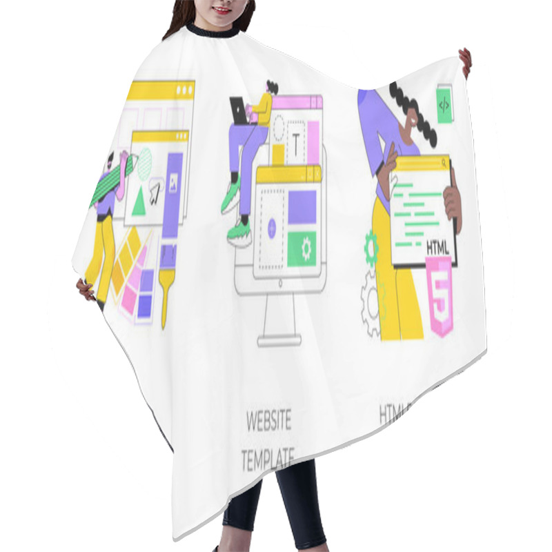 Personality  Website Building Service Abstract Concept Vector Illustrations. Hair Cutting Cape