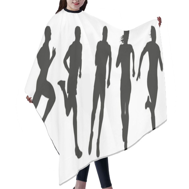 Personality  Set Of Silhouettes Of Runners. Collection Of Vector Outlines Of  Hair Cutting Cape