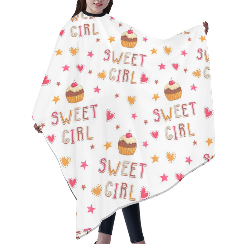 Personality  Cute Seamless Pattern With Cupcakes Hair Cutting Cape