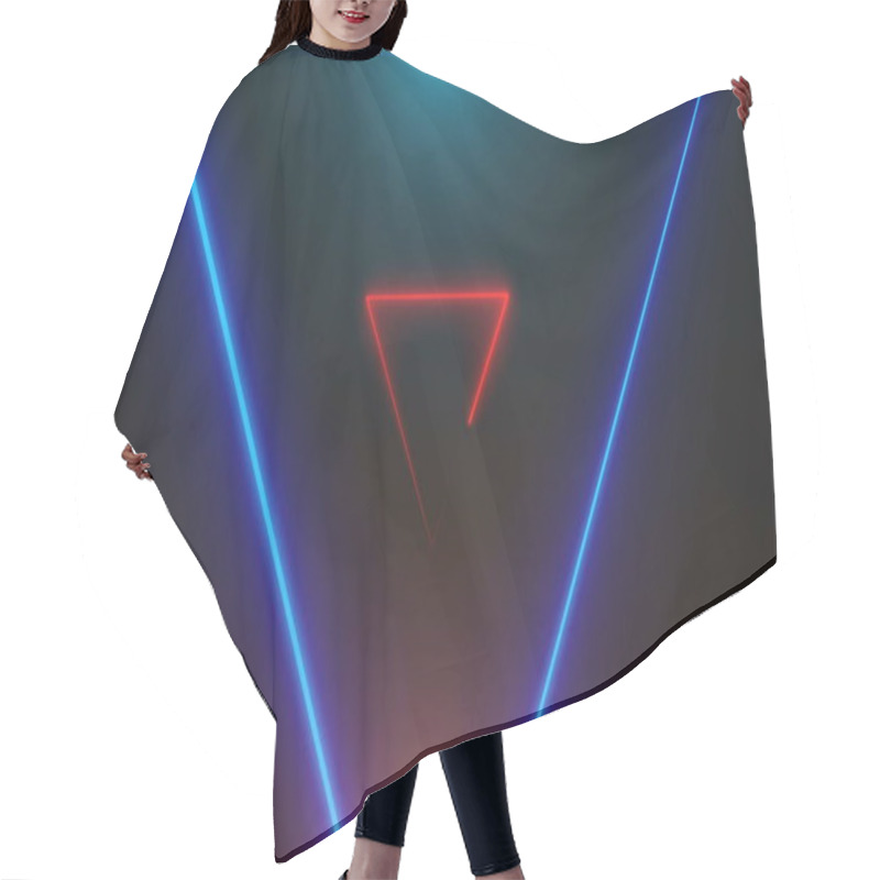 Personality  Many Neon Triangles In Space, Abstract Computer Generated Backdrop, 3D Render Hair Cutting Cape