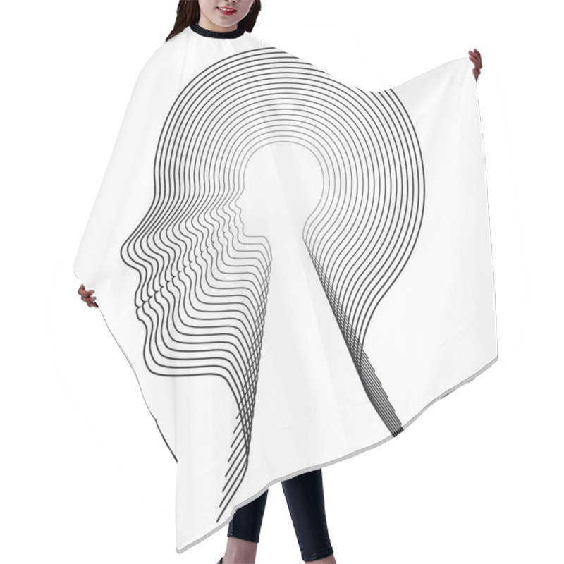 Personality  Concentric Head. Conceptual Image Hair Cutting Cape