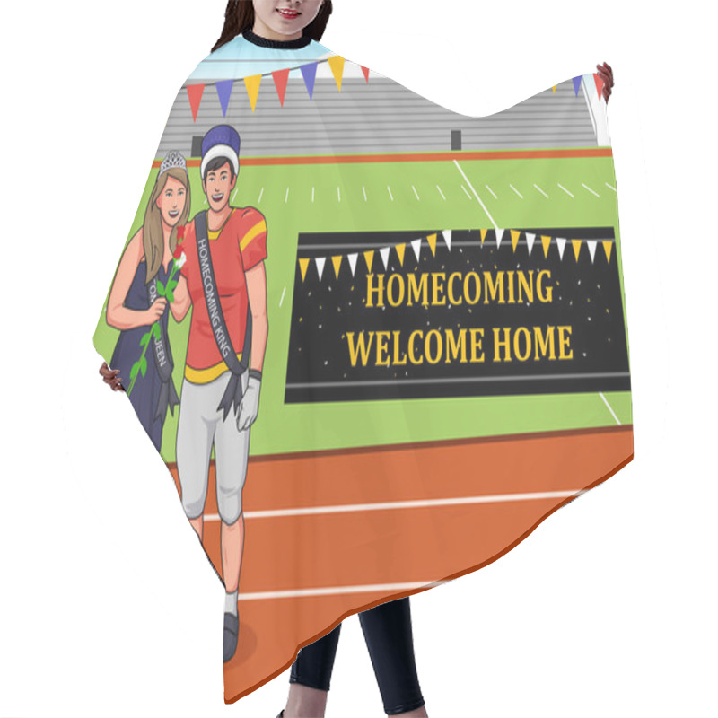 Personality  A Vector Illustration Of Homecoming King And Queen At Football Stadium  Hair Cutting Cape