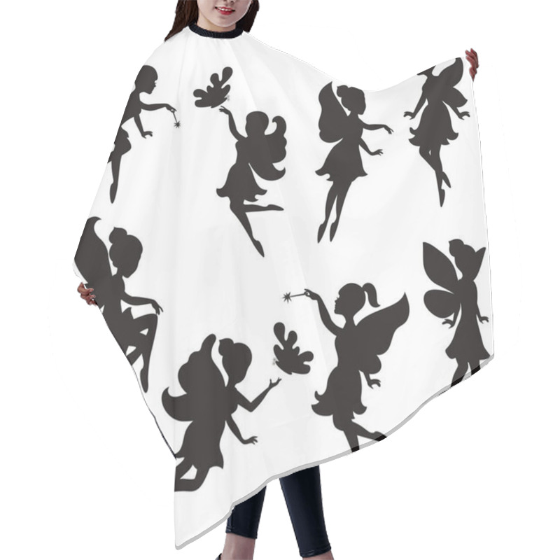 Personality  Set Of Silhouettes Of Fairies Hair Cutting Cape