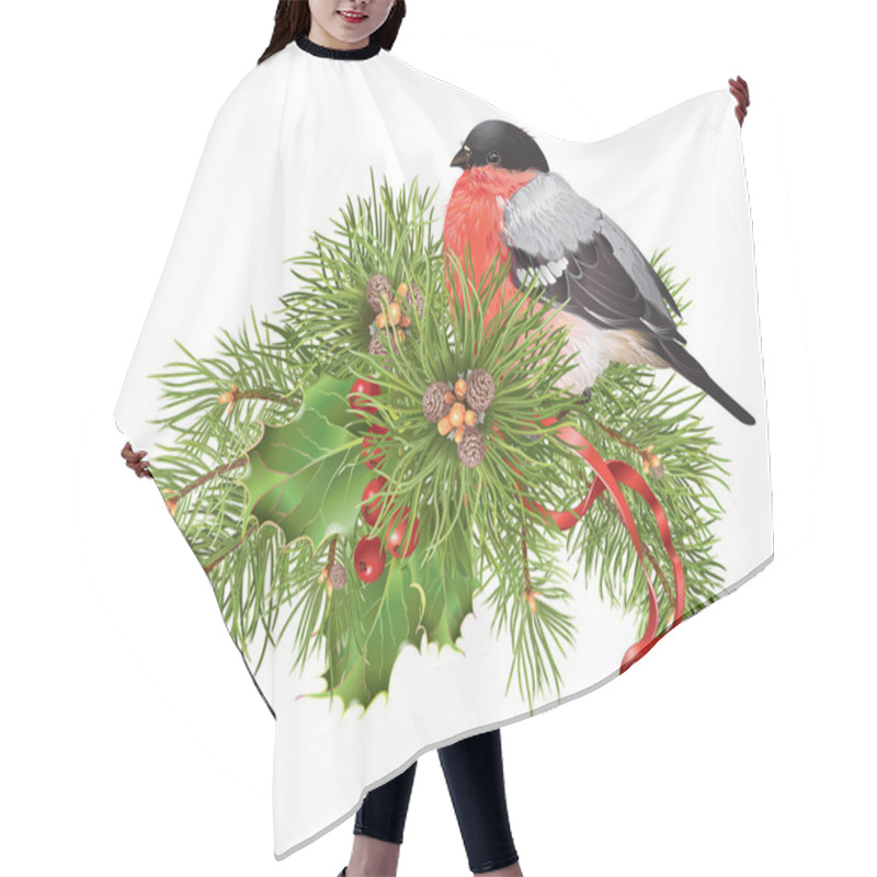 Personality  Christmas Bullfinch Composition Hair Cutting Cape