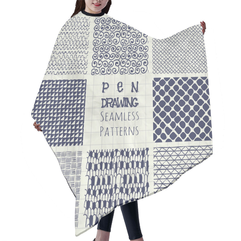 Personality  Abstract Pen Drawing Seamless Background Patterns Set Hair Cutting Cape