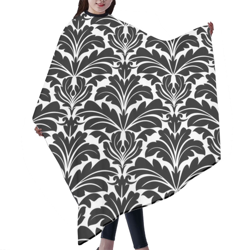 Personality  Bold Black And White Damask Floral Seamless Pattern Hair Cutting Cape