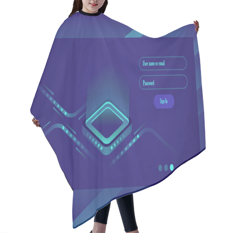 Personality  Stream Of Encoded Data. Isometric Information Technologies. Big Data Representation. Graphic Concept Of Hi Tech Ultraviolet Hair Cutting Cape