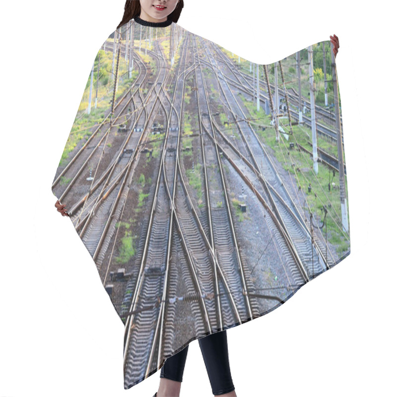 Personality  Railway Tracks In The Setting Sun Hair Cutting Cape