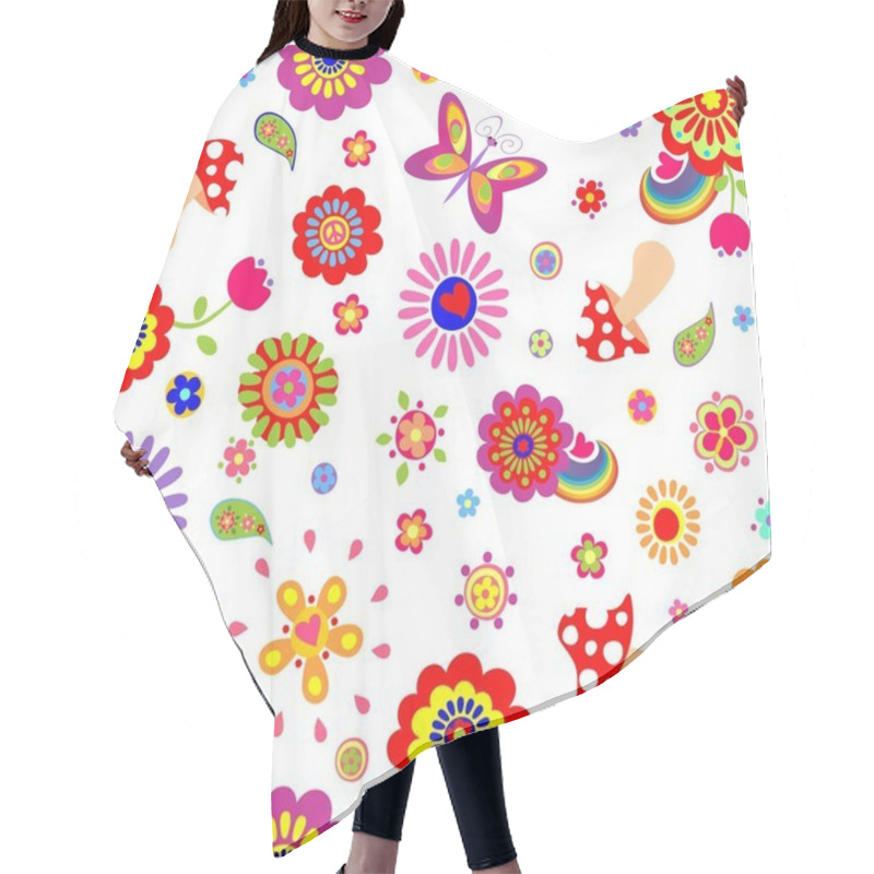 Personality  Childish Funny Wallpaper With Hippie Symbolic Hair Cutting Cape