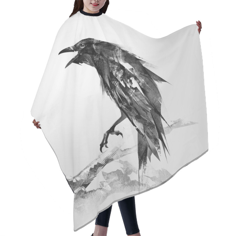 Personality  The Painted Bird Is A Raven Sitting On A Branch Hair Cutting Cape